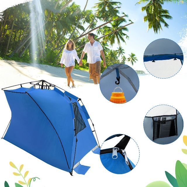 【在庫セール】GYMAX テント ビーチテント サンシェード キャンプ用テント 3