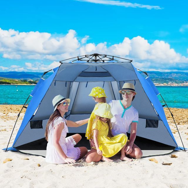 【在庫セール】GYMAX テント ビーチテント サンシェード キャンプ用テント