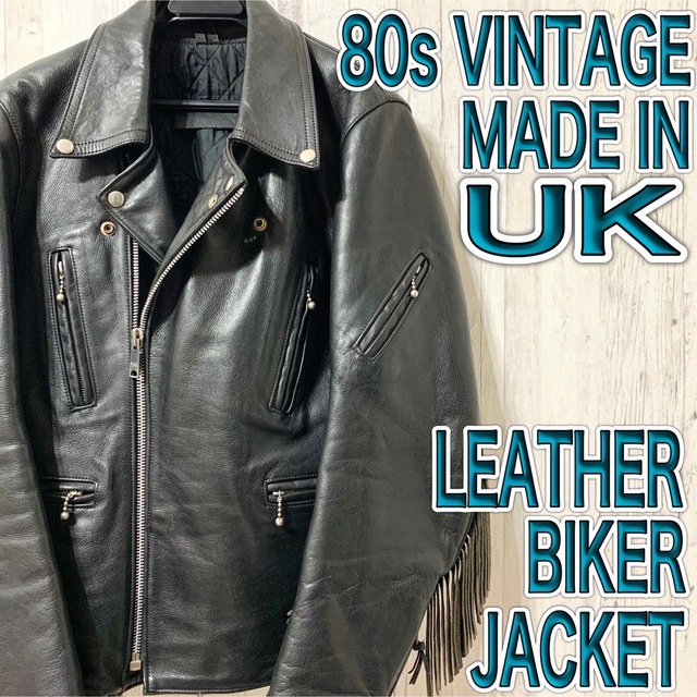 80s ビンテージ UK レザー ライダース ジャケット ダブル-