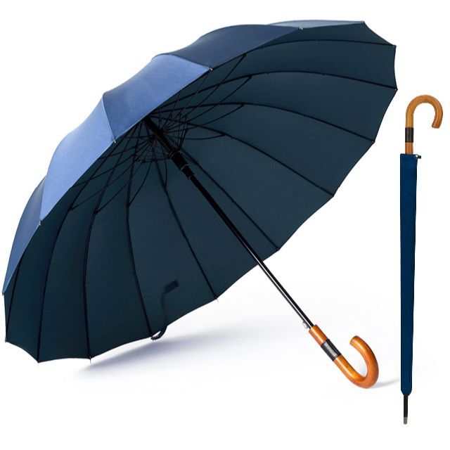 【色: 青】Aiyoupin傘 メンズ 傘 16本骨 紳士傘 ジャンプ傘 大きいファッション小物