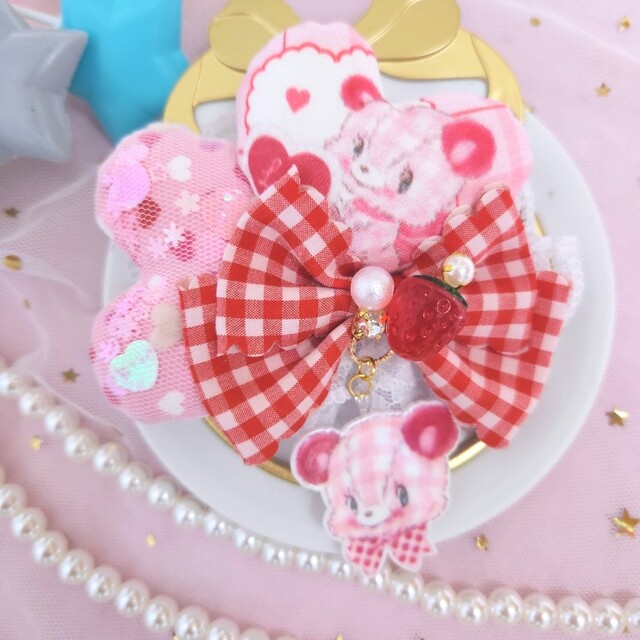 ハンドメイド♡ぷっくりハートポニークリップ - ファッション雑貨