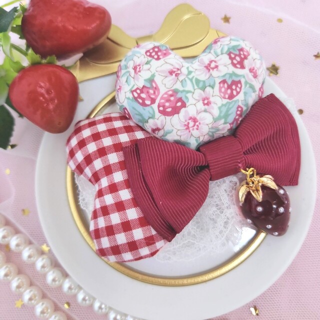 ハンドメイド♡リバティアシュテッドぷっくりハートクリップ | www ...