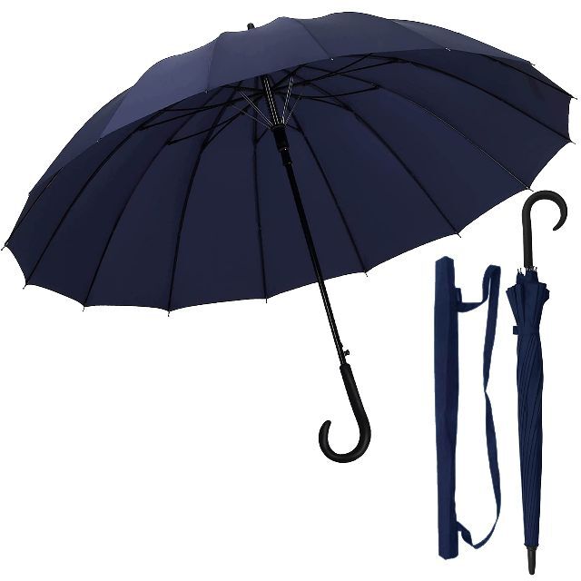 色: ブルー】Aiyoupin傘 メンズ 傘 16本骨 紳士傘 ジャンプ傘 大