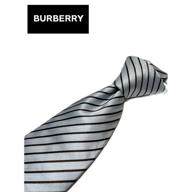 BURBERRY BLACK LABEL(バーバリーブラックレーベル)の美品　バーバリーブラックレーベル　ストライプ柄　ブルー　ネクタイ メンズのファッション小物(ネクタイ)の商品写真