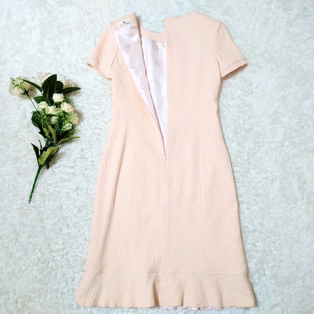Courreges - 極美品 クレージュ 膝丈ワンピース ワッフル リネン混