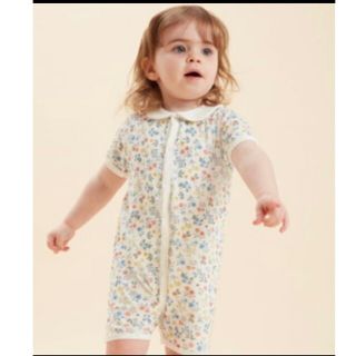 プチバトー(PETIT BATEAU)のプチバトーPETIT BATEAU半袖ロンパース 12m 74cm(ロンパース)