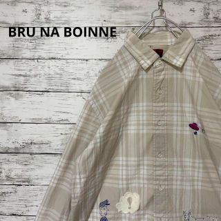 ブルーナボイン(BRUNABOINNE)のBRU NA BOINNE 刺繍 ワッペン チェックシャツ フラワー アニマル(シャツ)