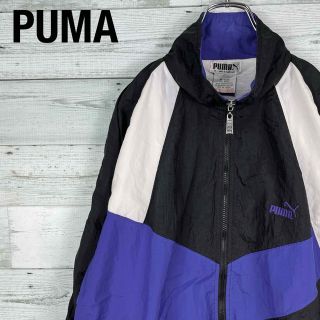 PUMA - プーマ 古着 刺繍ロゴ マルチカラー ナイロンジャケット80s 90s