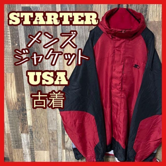 スターター ロゴ メンズ レッド ナイロン L ブルゾン 古着 長袖 ジャケット | フリマアプリ ラクマ