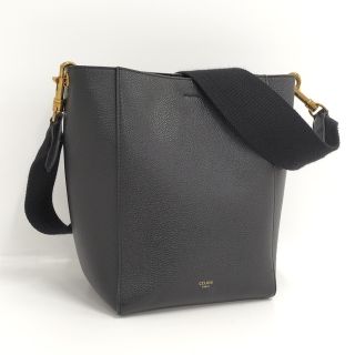 セリーヌ(celine)のCELINE サングルバケット 肩がけ ショルダーバッグ レザー ブラック(ショルダーバッグ)