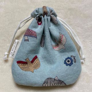 ハンドメイド☆ミニ角丸巾着＊ことり(ポーチ)