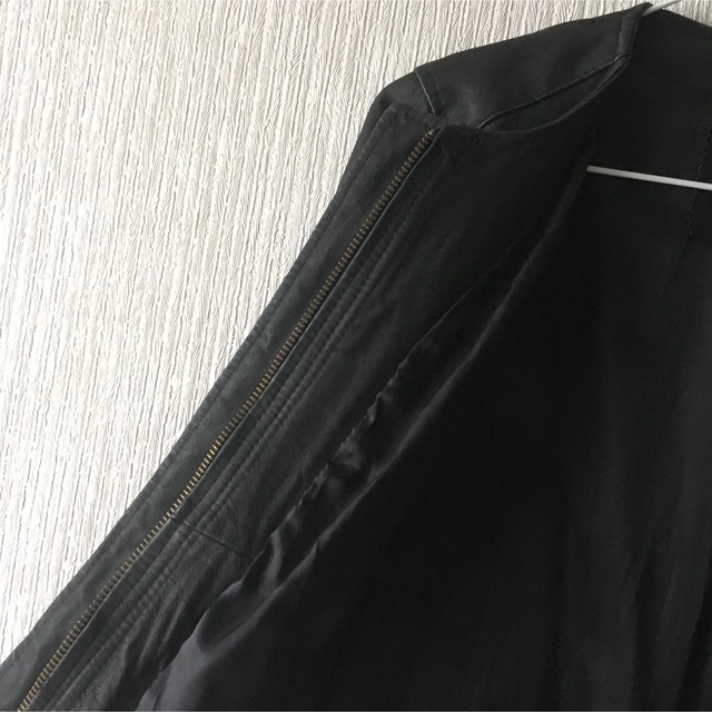 MERVEILLE H.(メルベイユアッシュ)のノーカラーレザージャケット  Laxmi  黒　革　サイズ38 レディースのジャケット/アウター(ノーカラージャケット)の商品写真