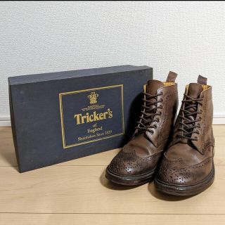 トリッカーズ(Trickers)の23.5 美品 Tricker’s カントリーブーツ ウイングチップ メダリオン(ブーツ)