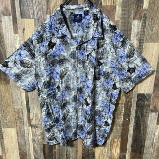 総柄 グレー メンズ 柄シャツ 4XL アロハシャツ USA古着 90s 半袖