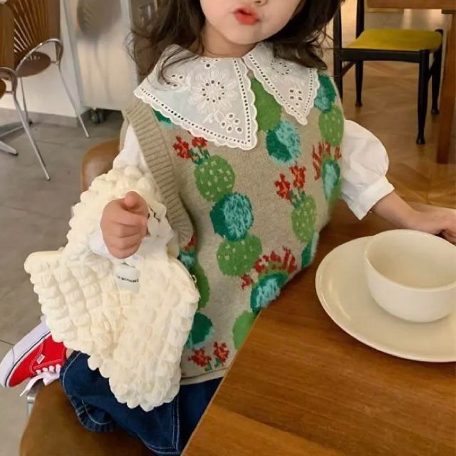 即発送可能】 韓国 花柄 春服 子供服 かわいい フラワー 長袖 セーター