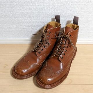 24.5 美品 Tricker's カントリーブーツ ウイングチップ メダリオン-