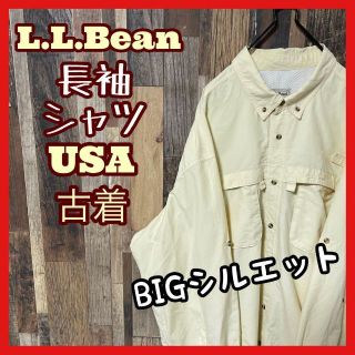 エルエルビーン(L.L.Bean)のエルエルビーン フィッシング シャツ ボタンダウン 2XL メンズ イエロー古着(シャツ)