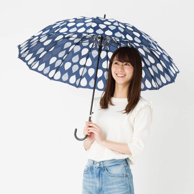 【色: レインドロップネイビー】晴雨兼用16本骨ジャンプ傘（ＵＶカット）日傘・雨 2
