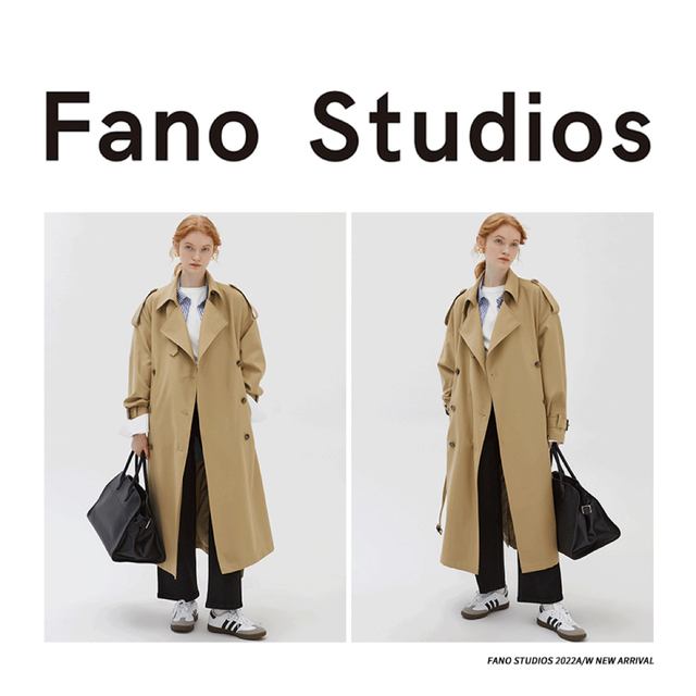 Fano Studiosスタンドカラー ダブルブレストトレンチコート