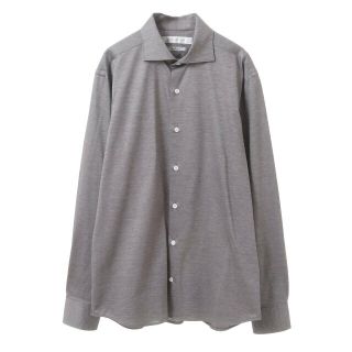 メンズメルローズ(MEN'S MELROSE)の【グレイッシュベージュ】HITOYOSHI Wネームプレミアムジャージワイドカラーシャツ(その他)