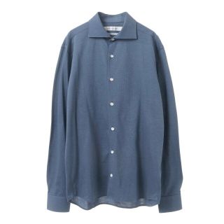 メンズメルローズ(MEN'S MELROSE)の【インディゴブルー】HITOYOSHI Wネームプレミアムジャージワイドカラーシャツ(その他)