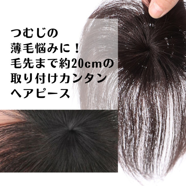 最終決算 ウィッグ ヘアピース 黒 部分 つむじ 頭頂部 薄毛 円形脱毛症 人毛