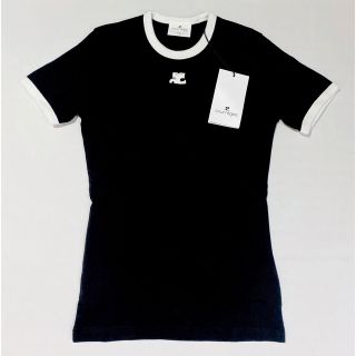 courreges クレージュ コントラストトリムTシャツ リンガー ロゴ