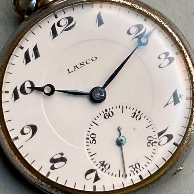 【動作品】ランコ LANCO アンティーク 懐中時計 手巻き シルバー