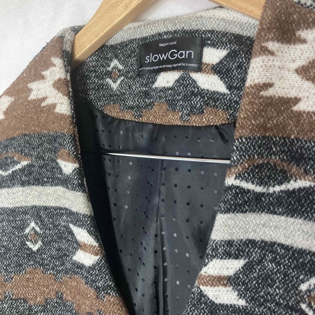 SlowGun(スロウガン)のスロウガン　ネイティブ柄ノーカラージャケット　M メンズのジャケット/アウター(ブルゾン)の商品写真