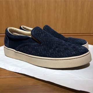 ボッテガヴェネタ(Bottega Veneta)の★美品★ボッテガべネタイントレチャートスエードスリッポンネイビー(スニーカー)