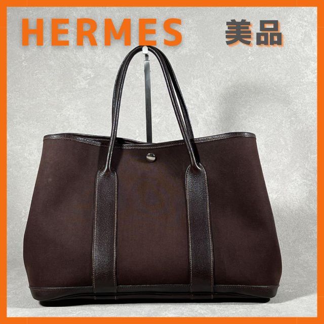 HERMES ガーデンパーティーPM トワルオフィシェ ブラウン □H刻印 最新