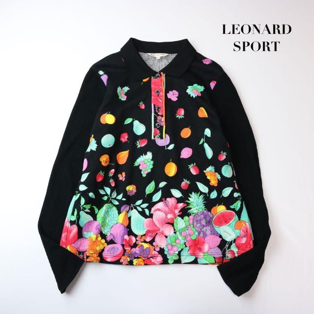 LEONARD SPORT / フルーツ柄 衿付 ニットカットソー 長袖 日本製