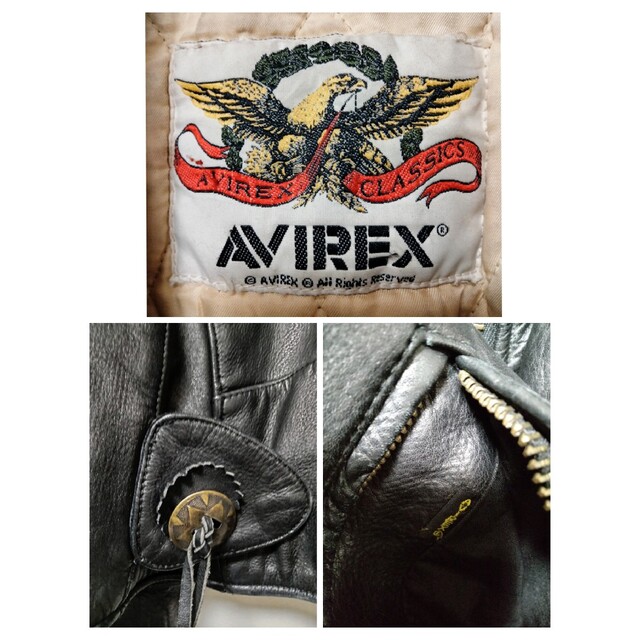 AVIREX(アヴィレックス)のAVIREX アヴィレックス ダブルレザーライダースジャケット 肩刺繍 メンズのジャケット/アウター(レザージャケット)の商品写真