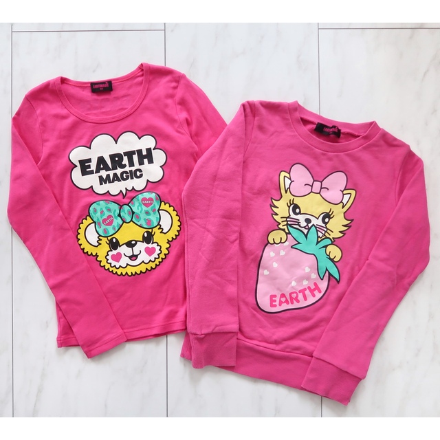 EARTHMAGIC(アースマジック)のアースマジック カットソー トレーナー ピンク 150cm キッズ/ベビー/マタニティのキッズ服女の子用(90cm~)(Tシャツ/カットソー)の商品写真