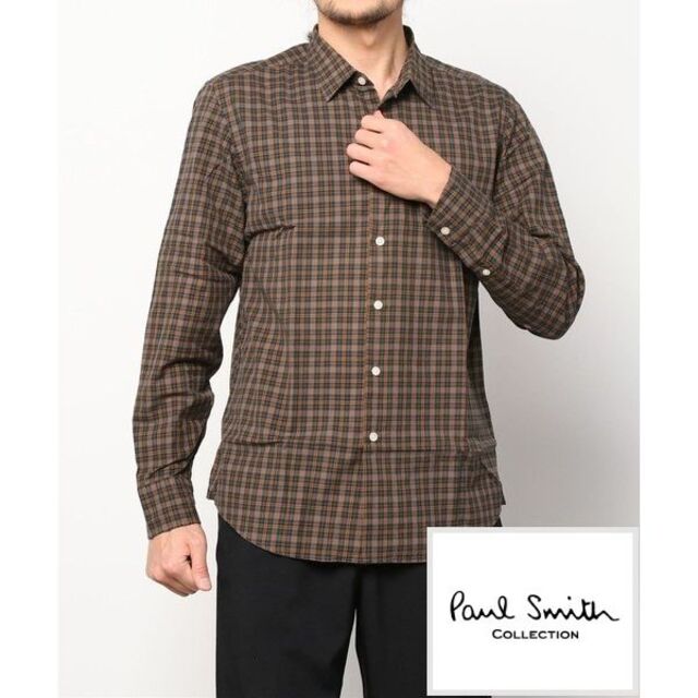 Paul Smith COLLECTION(ポールスミスコレクション)の新品☆Paul Smith コレクション チェック カジュアルシャツ☆茶緑☆L メンズのトップス(シャツ)の商品写真