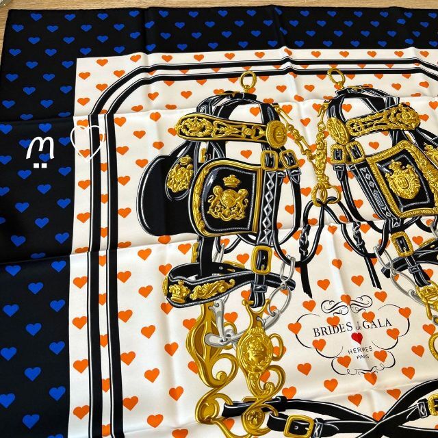 Hermes - HERMES エルメス カレ90 ブリッドドゥガララヴ ハート柄