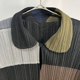 【極美品】2004 PLEATS PLEASE 幾何学 パッチワーク ブラウス