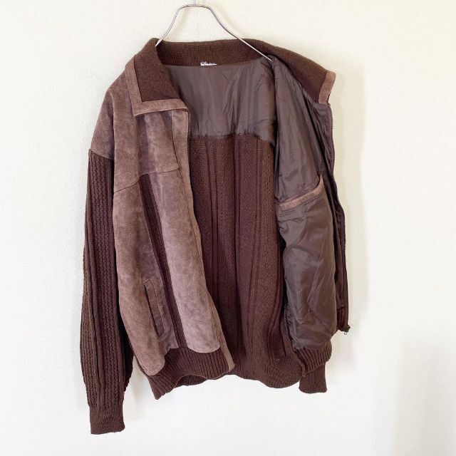 Euro Vintage レザージャケット ニット ブルゾン 古着 ヴィンテージ