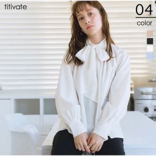 ティティベイト(titivate)のリボン付きボリュームスリーブブラウス titivate(シャツ/ブラウス(長袖/七分))