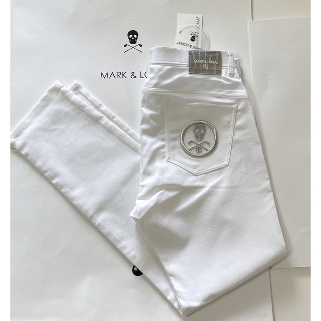 スポーツ/アウトドア新品 ★ MARK&LONA 白 パンツ ストレッチ 春 マーク&ロナ ボトムス