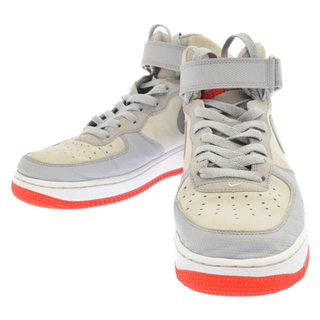 NIKE(ナイキ)のNIKE ナイキ 観賞用 AIR FORCE 1 MID エアフォースワン ハイカットスニーカー グレー ネオンオレンジ US8.5 315123-030 メンズの靴/シューズ(スニーカー)の商品写真