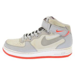 ナイキ(NIKE)のNIKE ナイキ 観賞用 AIR FORCE 1 MID エアフォースワン ハイカットスニーカー グレー ネオンオレンジ US8.5 315123-030(スニーカー)