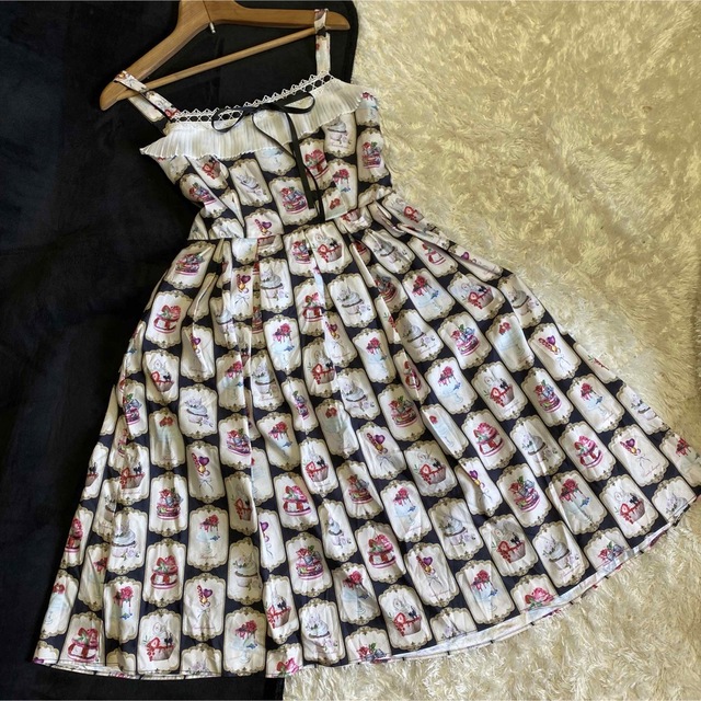 極美品【axes femme POETIQUE】スイーツ柄フレアワンピースM www
