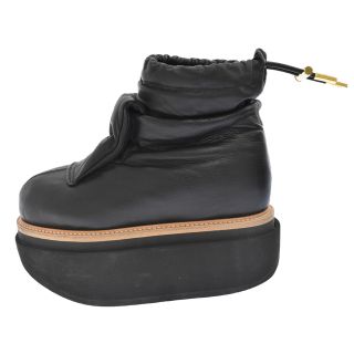 サカイ(sacai)のSacai サカイ 22AW LEATHER PUFFER SHORT BOOT 22-06420 レザーパファーショートブーツ レザースノーブーツ ブラック レディース(ブーツ)