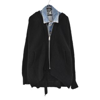 ディーゼル(DIESEL)のDIESEL ディーゼル ニットドッキングデザインデニムジャケット インディゴ/ブラック(Gジャン/デニムジャケット)