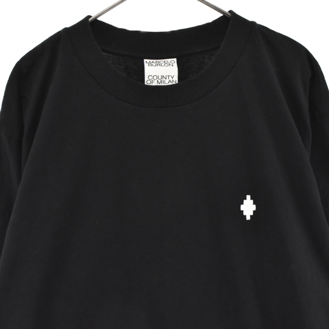 MARCELO BURLON マルセロバーロン ロゴ刺繍半袖Tシャツ CMAA018F21JER008 ブラック