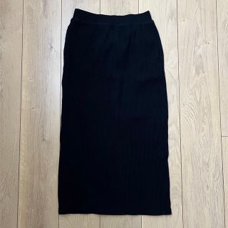 ユニクロ(UNIQLO)の【送料込】ユニクロ／リブタイトスカート／ブラック／Sサイズ(ロングスカート)