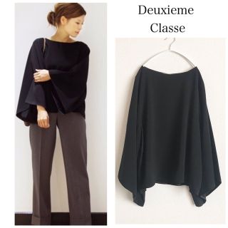 ドゥーズィエムクラス(DEUXIEME CLASSE)のドゥーズィエムクラス   美品　ポンチョ風ブラウス　ブラック(シャツ/ブラウス(長袖/七分))