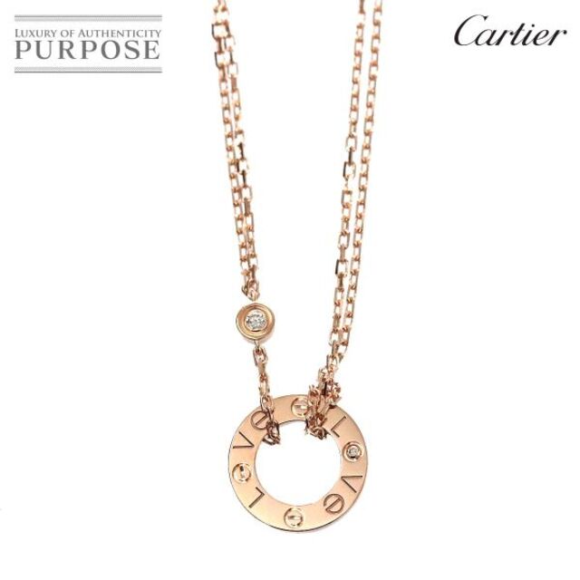 Cartier(カルティエ)のカルティエ Cartier ラブ サークル ダイヤ 2P ダブルチェーン ネックレス 41cm K18 PG ピンクゴールド 750【証明書付き】VLP 90182801 レディースのアクセサリー(ネックレス)の商品写真