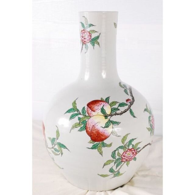美品 大清乾隆年製 大型花器 花瓶 牡丹 桃 中国古美術 高さ60.5 美品 大清乾隆年製 大型花器 花瓶 牡丹 桃 中国古美術 高さ60.5